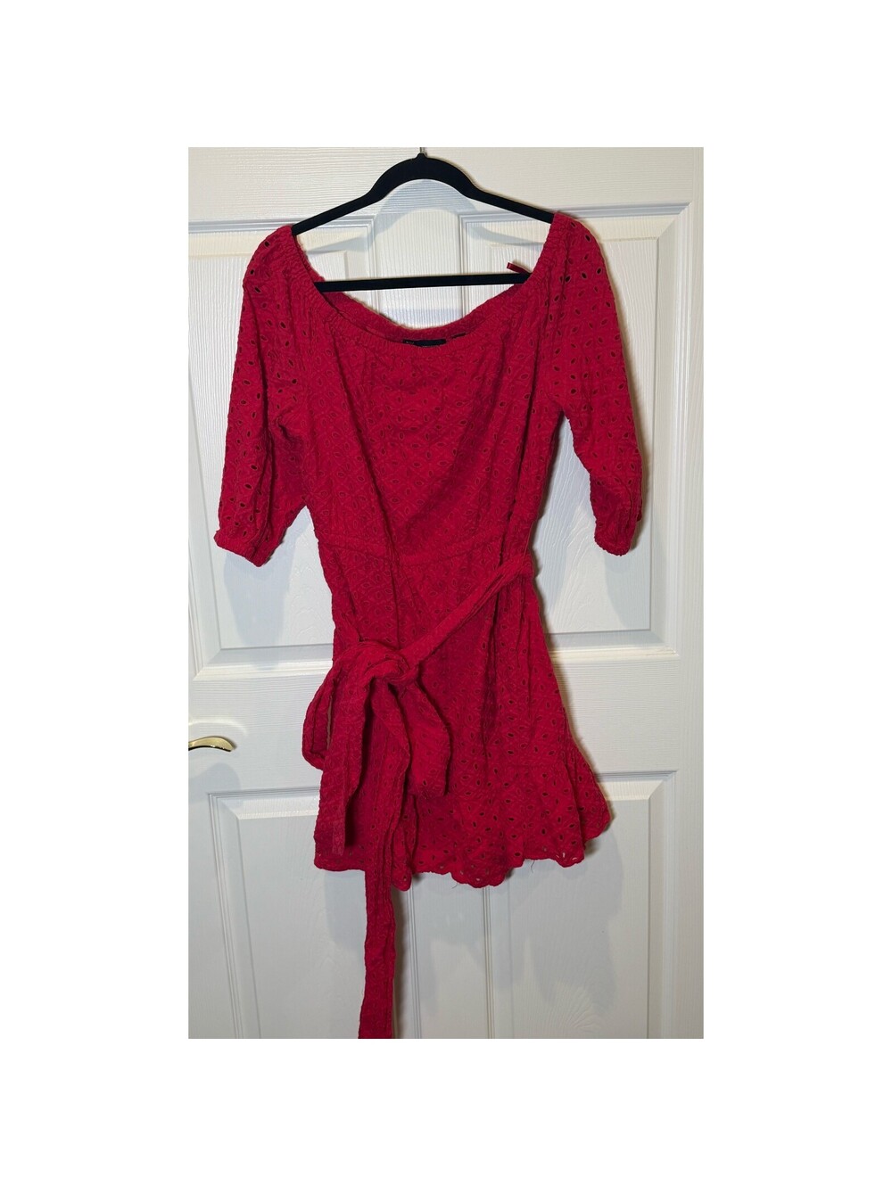 Pink Textured Tie Waist Dress